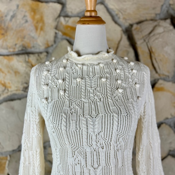 Ulla Johnson Cotton Blend Pointelle Sweater Cream | M - Picture 2 of 6